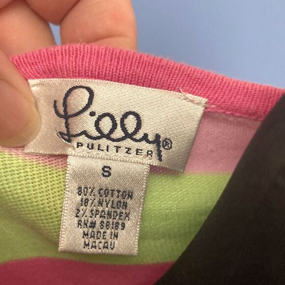 Lilly Pulitzer Pink and Green Striped Sweater, Size Small - Picture 2 of 7